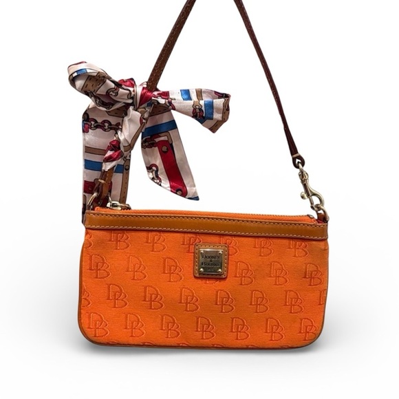 Dooney & Bourke Handbags - Dooney & Bourke Vibrant Orange Wristlet wallet bag designer purse vintage scarf